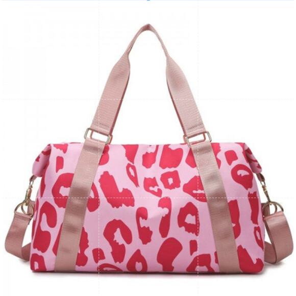 Leopard Hot Pink Active Weekender Duffle Gym Bag - Picture 3 of 5